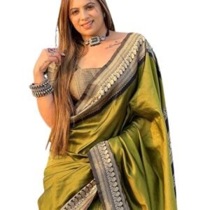 women's kanjivaram soft traditional lichi silk saree with attach blouse piece