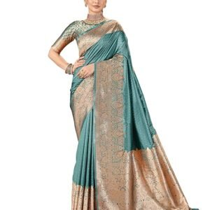 mehrang women's pure kanjivaram silk saree banarasi silk wedding sarees for women with blouse piece…